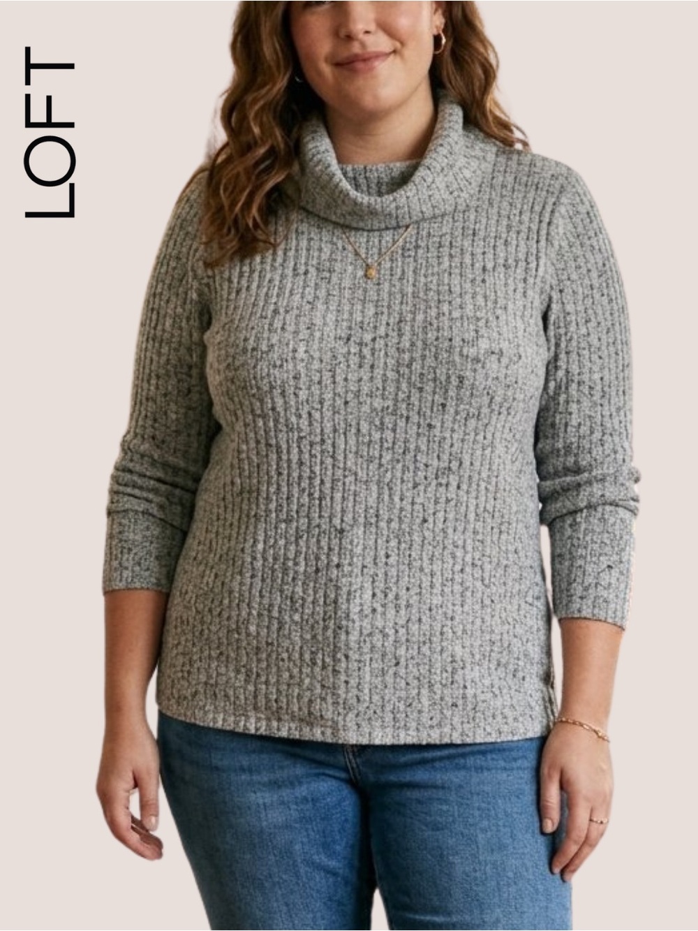 Sweater • Like New
LOFT • Gray Marled Ribbed Knit Cowl Neck Sweater